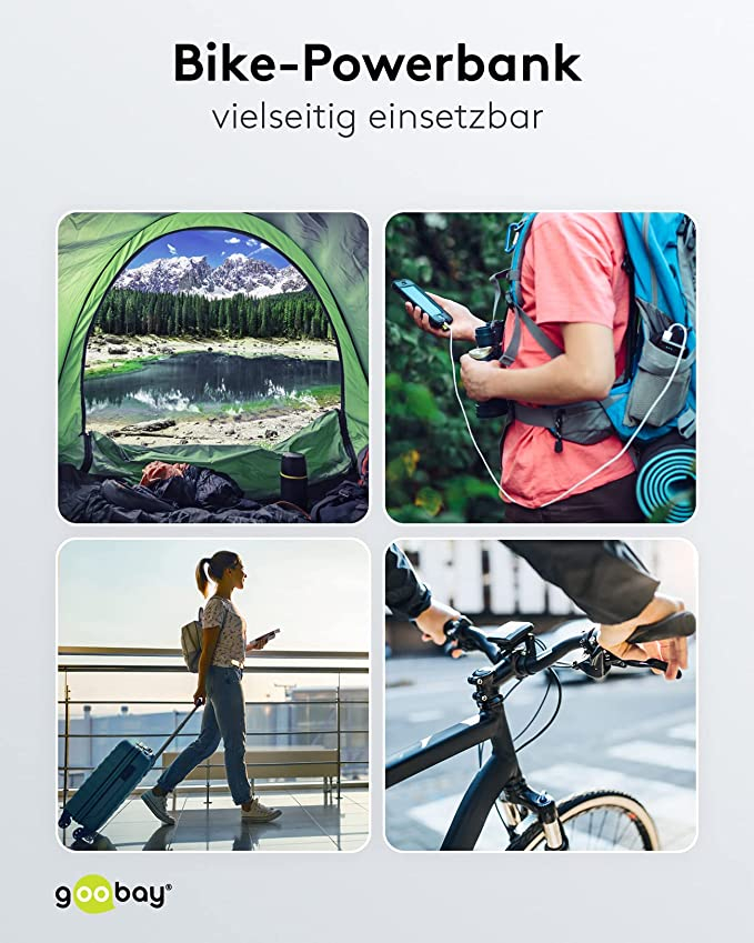 (5000mAh) Bike Powerbank USB C / USB A   Velo Halterung (60656) - Schwarz