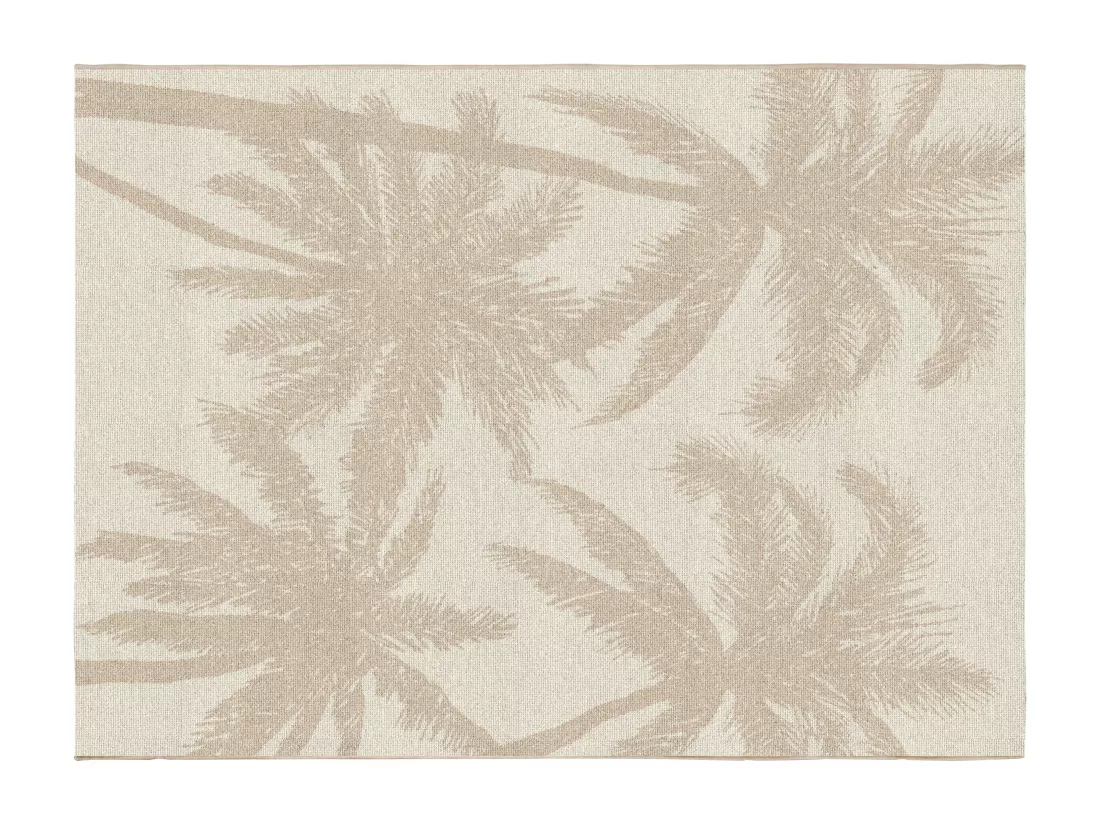 Tapis intérieur ou extérieur à motifs palmiers - 150 x 200 cm - Beige - BENERIS