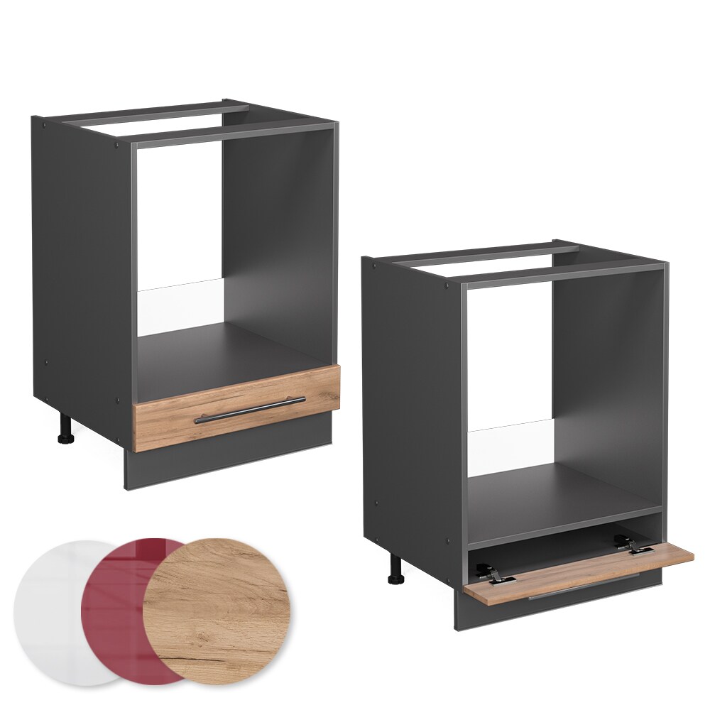 Vicco Herdumbauschrank Küchenschrank Küchenmöbel Fame-Line Anthrazit Eiche modern 60 cm Küche Einbauküche Blende Herdschrank Küchenzeile