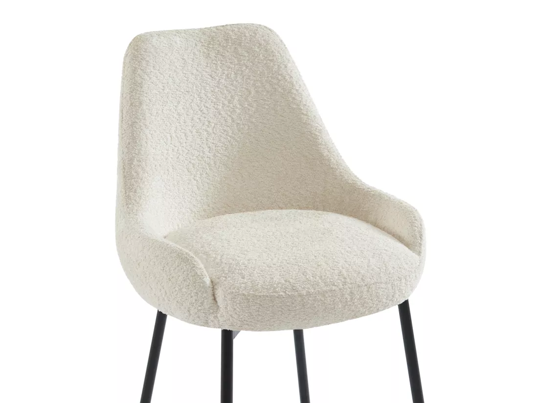 Lot de 2 tabourets de bar en tissu bouclette et métal noir - Blanc - TOYBA de Pascal Morabito