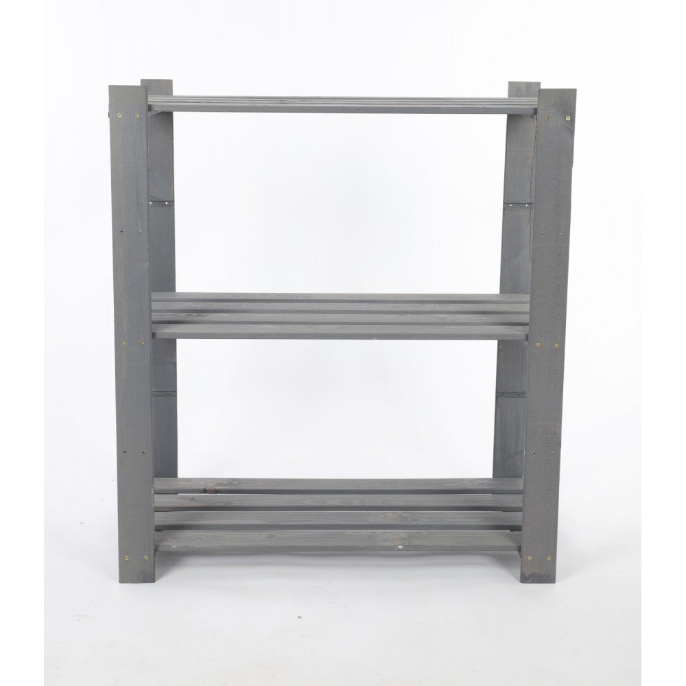 PROREGAL Houten Plank Pinepeak HxBxD 90 x 80 x 38 cm 3 Planken 1,2 cm Dik Dennenhout Grijs