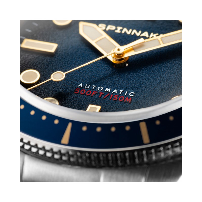 Montre homme automatique japonais Spinnaker - Bracelet acier inoxydable - 3 aiguilles avec date, lunette tournante