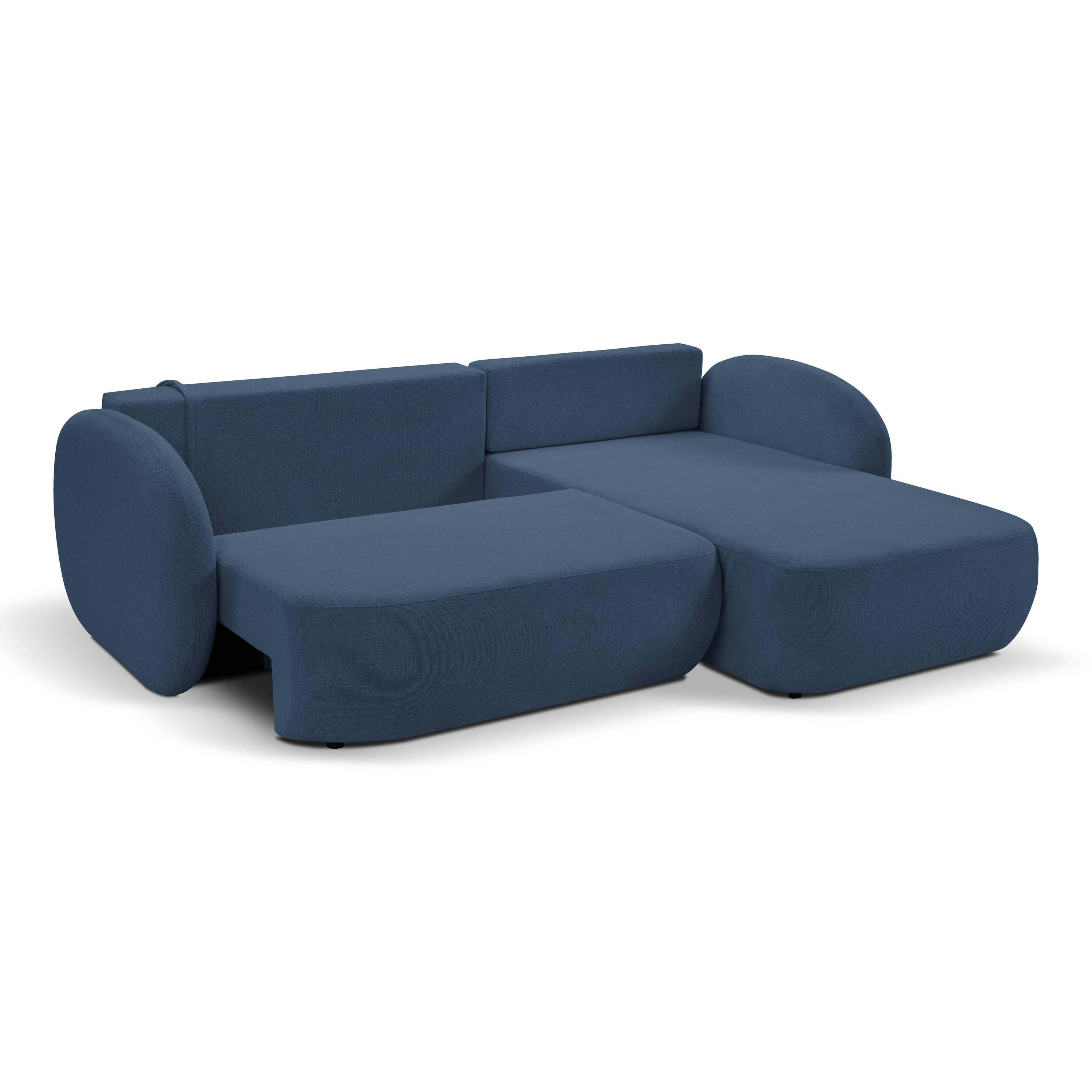 by fonQ Orin Hoekbank Rechts met Slaapfunctie - Chenille - Blauw