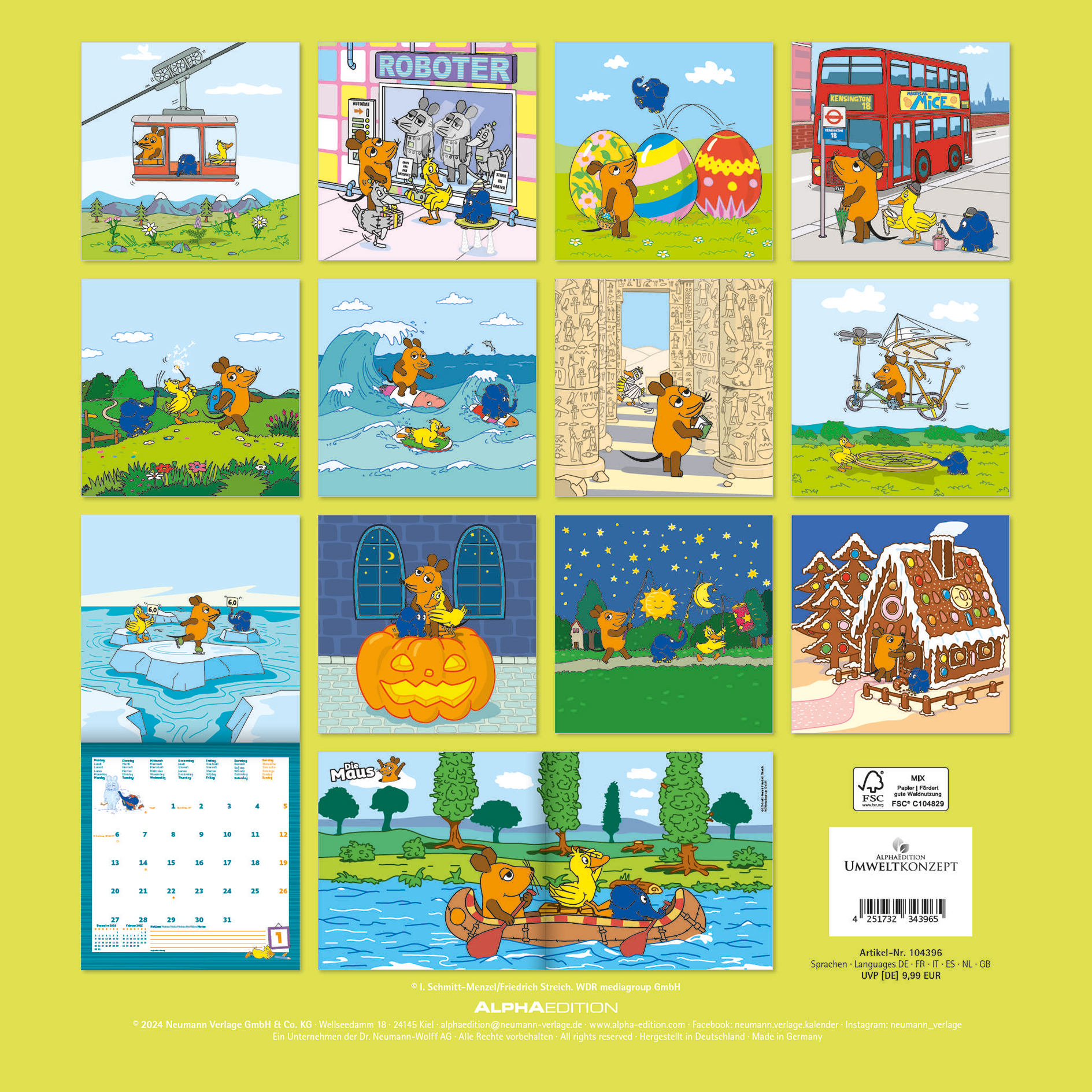 Broschürenkalender 2025 - mehrfarbig - Die Maus - 30x30 cm