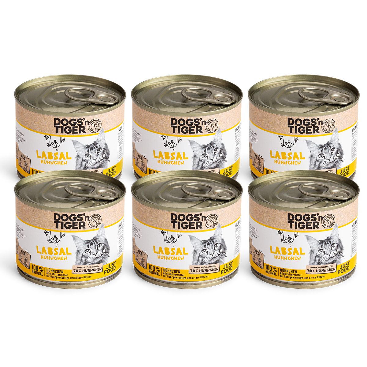 Dogs’n Tiger Adult, Senior, Premium Katzenfutter, Labsal, Katzen Nassfutter, Getreidefrei, Huhn