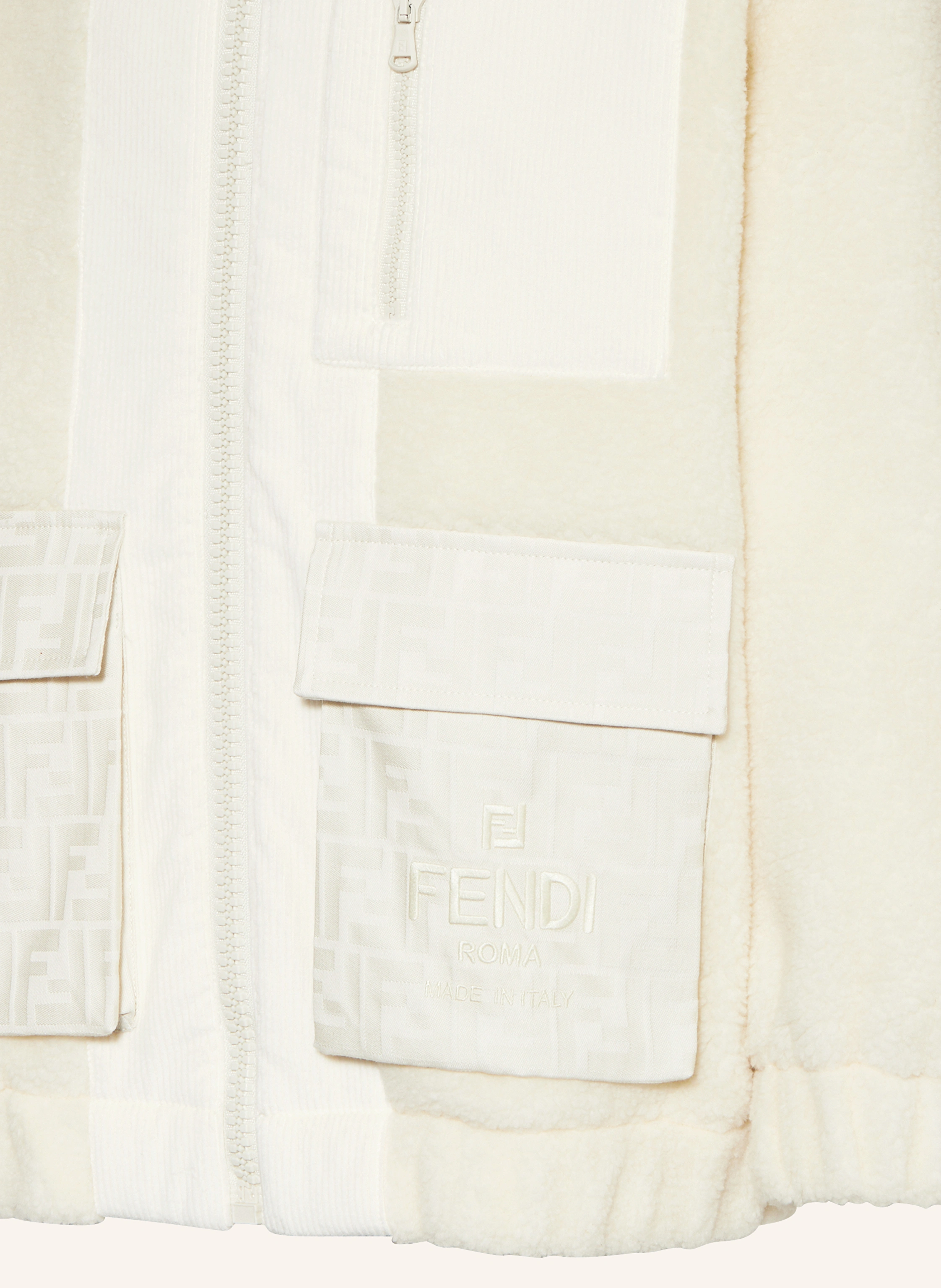 FENDI Teddyfell-Jacke im Materialmix