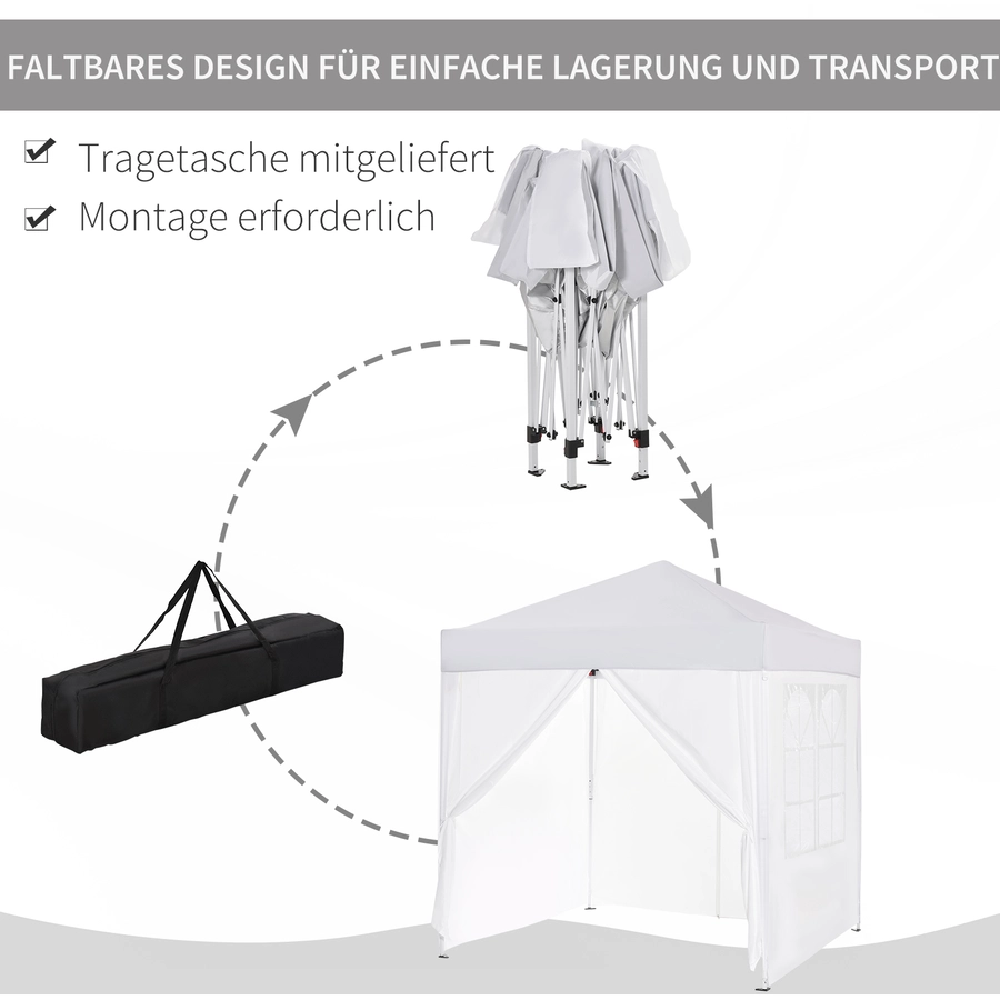 Outsunny Pavillon mit integrierten Klettverschlüssen weiß
