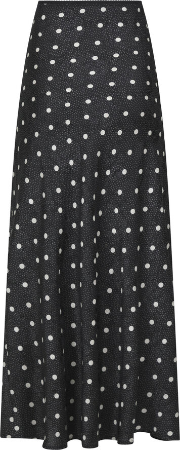 Neo Noir Lola Retro Dot Long Skirt Black