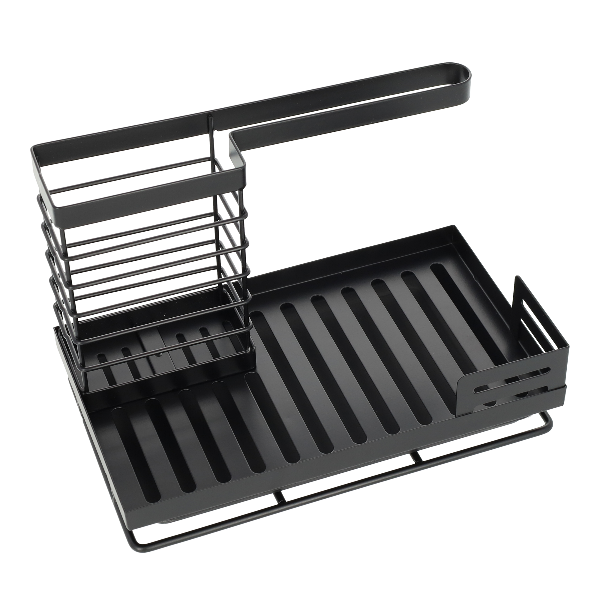(243x165mm) Metall Multifunktions Spülbecken Küchen Organizer mit Abtropfschale - Schwarz