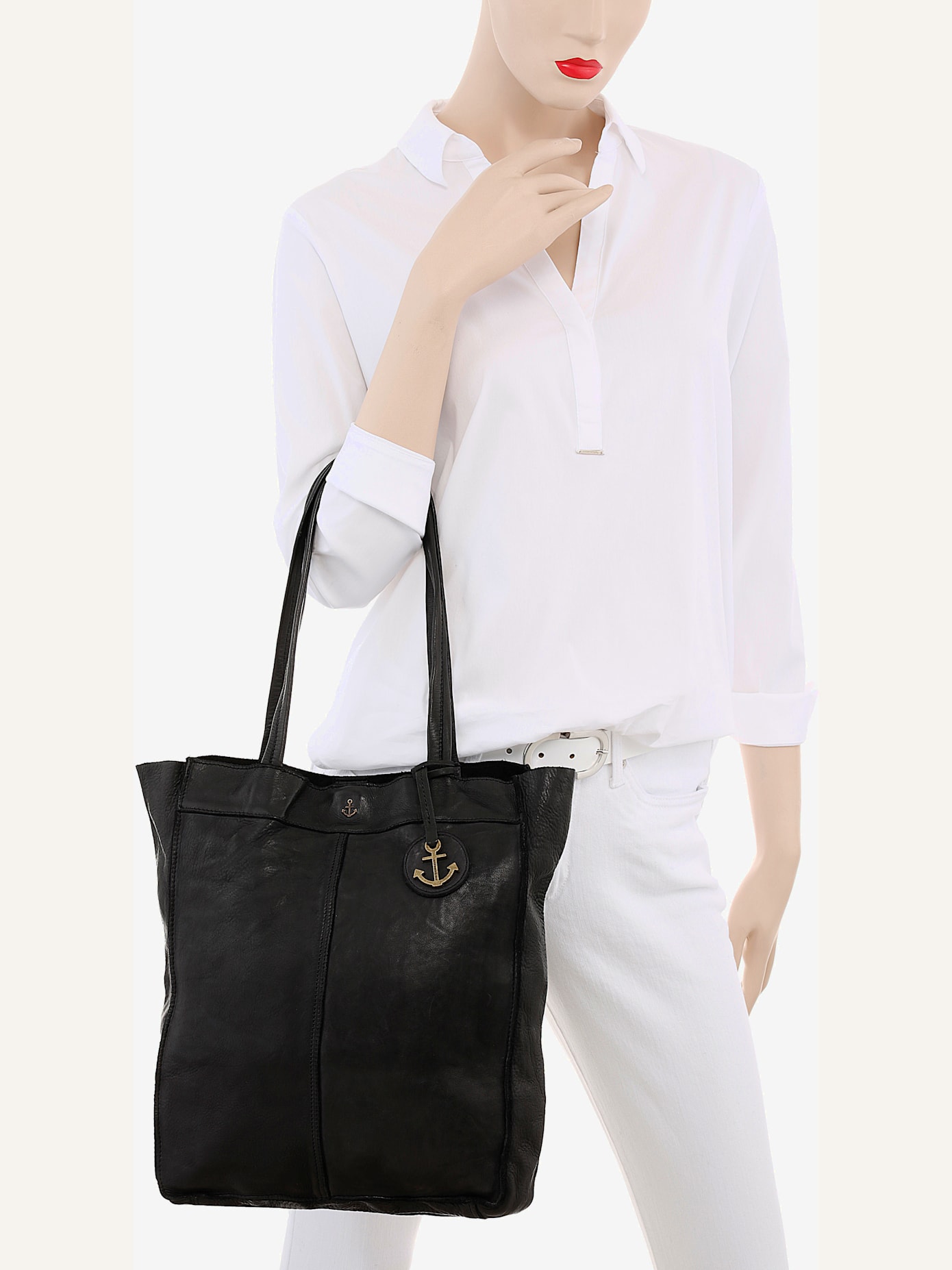 Cabas en cuir délavé