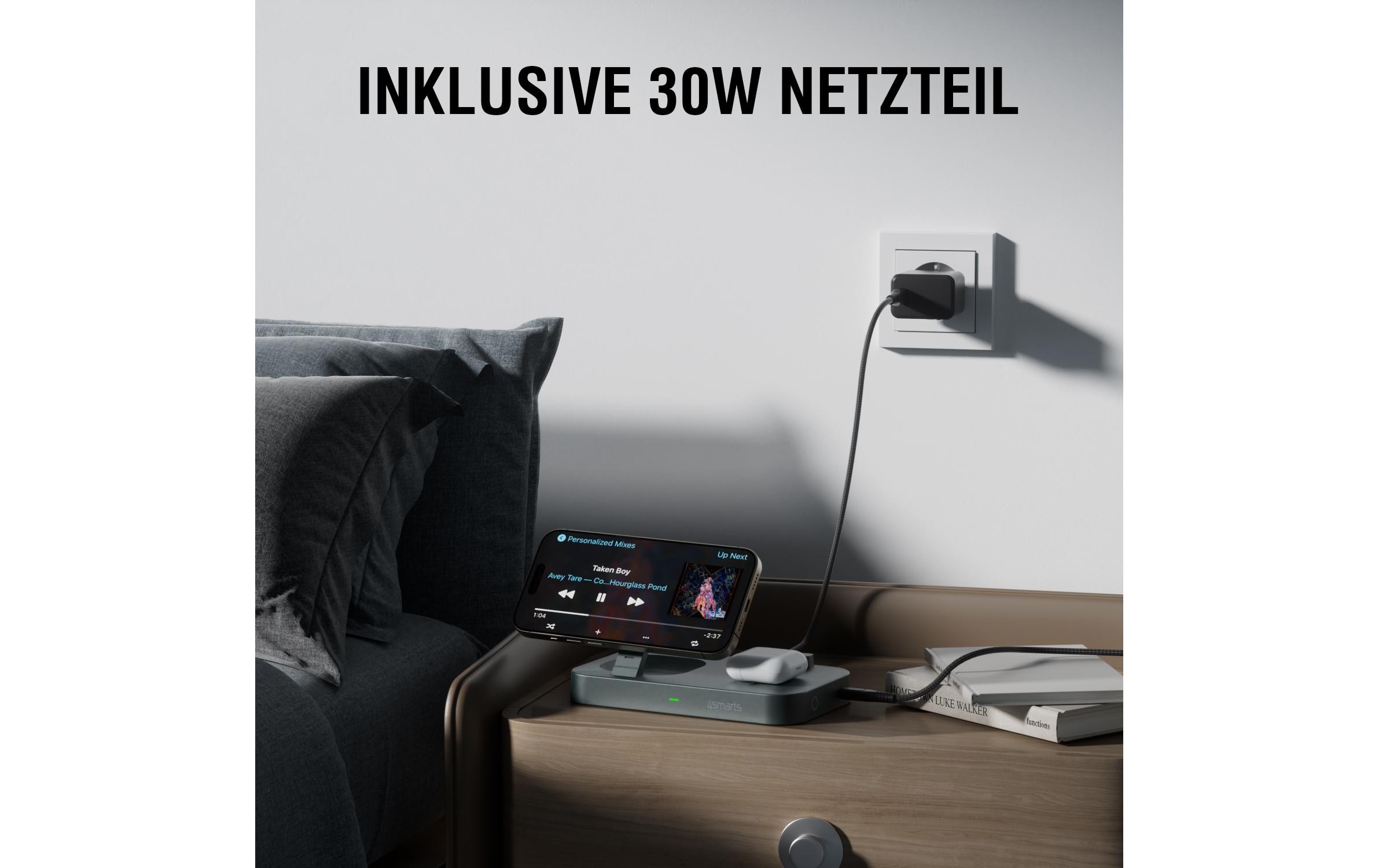Wireless Charger Qi2 Schwarz2-in-1 MagSafe-Ladestation mit inkludiertem Ladegerät