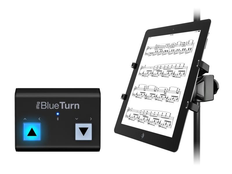 IK Multimedia Fusscontroller Tablet Page Turner Bundle Bluetooth Controller mit Halterung für Tablets