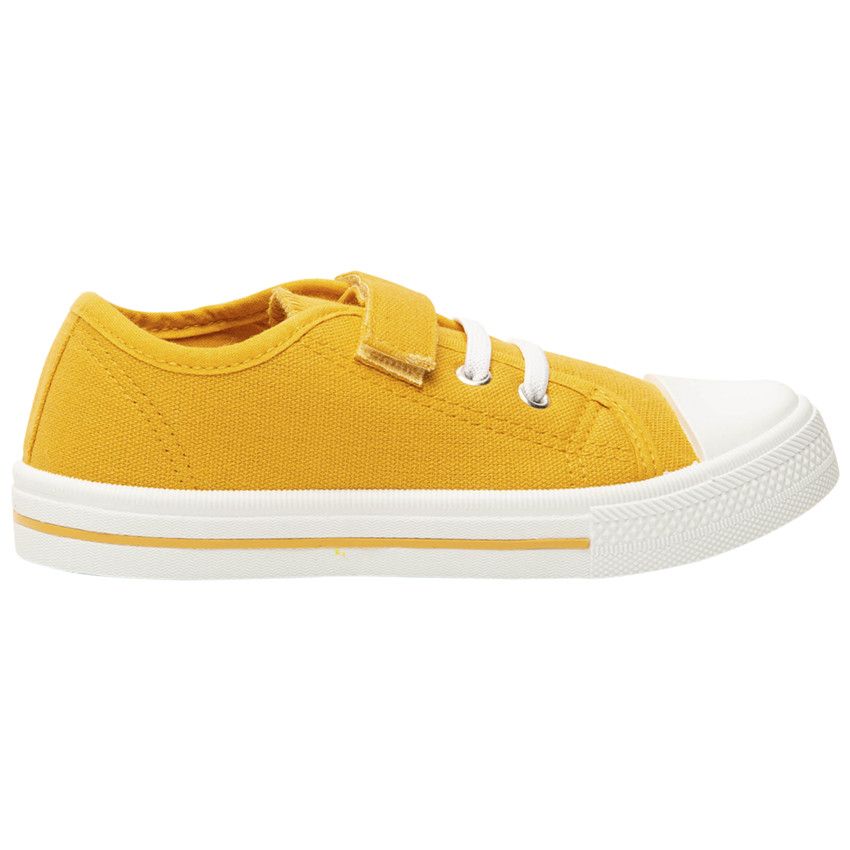 Baskets basses en toile avec lacets élastiques et velcro pour garçon - Jaune