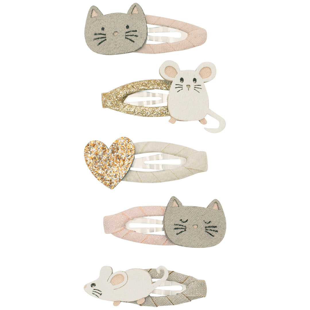 mimi & lula haarspeldjes cat and mouse - pink multi - 5st