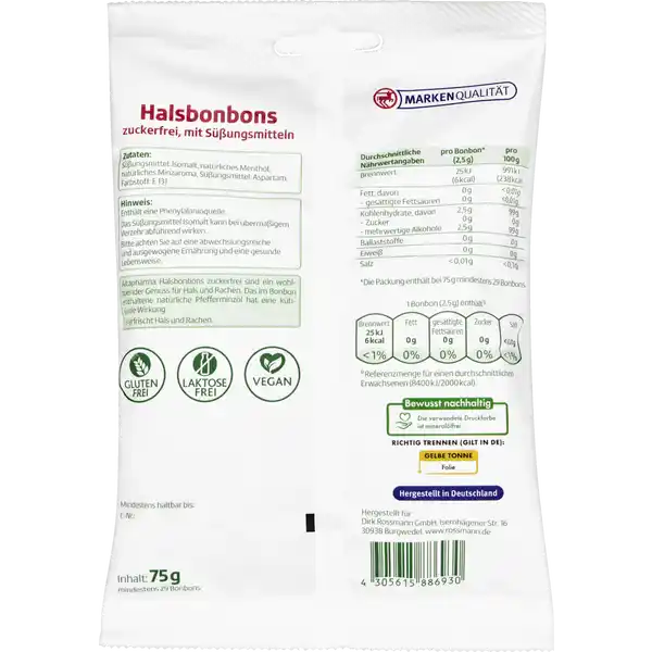 Halsbonbons zuckerfrei
