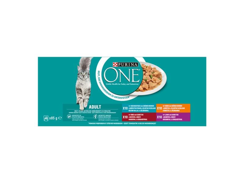 Purina ONE Nassfutter Adult Huhn, Hochseefisch, Rind & Lamm Alleinfuttermittel für ausgewachsene Katzen