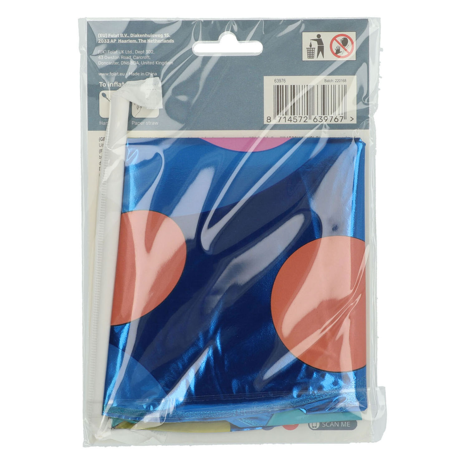 Staande Folieballon Colorful Dots Cijfer 6 - 72cm