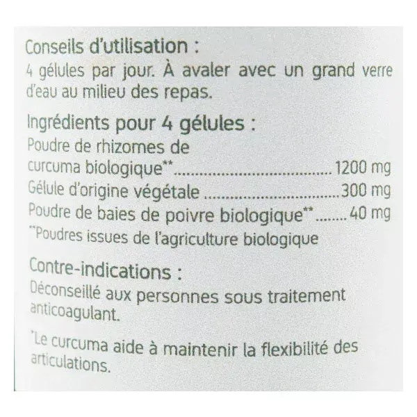 Nat & Form Bio Curcuma Pipérine 200 gélules végétales