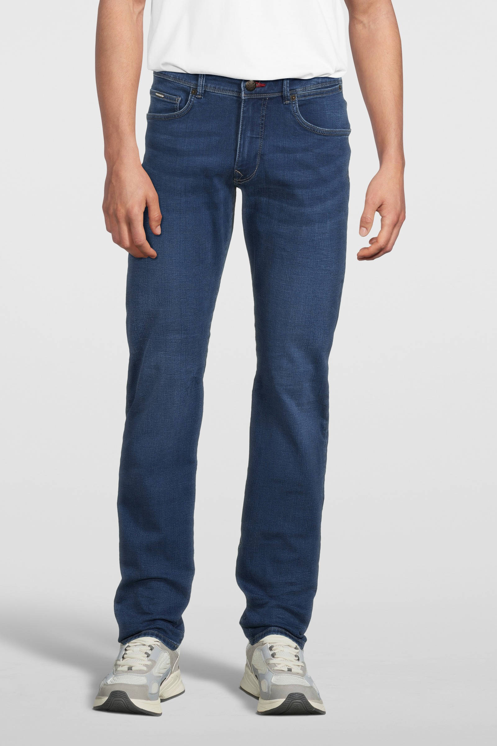 Petrol Industries slim fit jeans SEAHAM met riem medium blue
