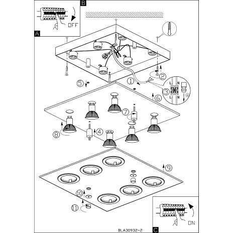 Cabo loftlampe - krom/hvid