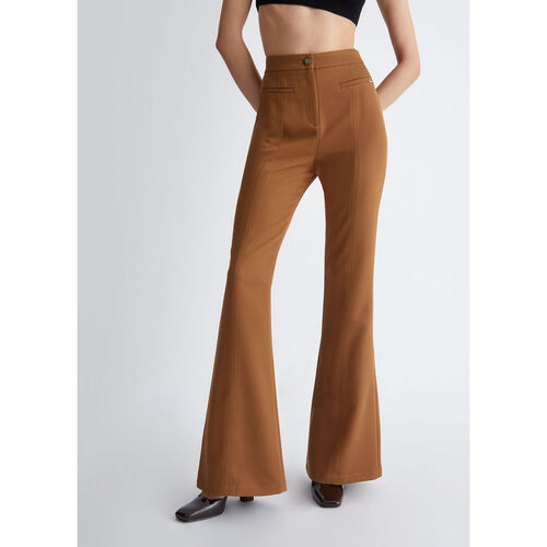 Liu Jo - Pantalón acampanado de sarga Marrón