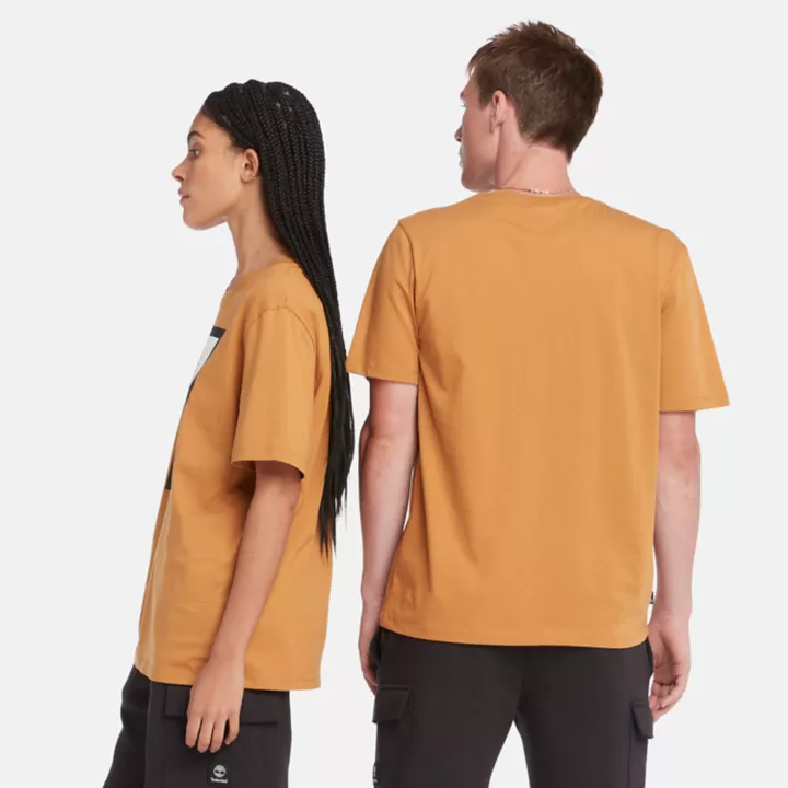 T-shirt à logo en relief unisexe en jaune/noir
