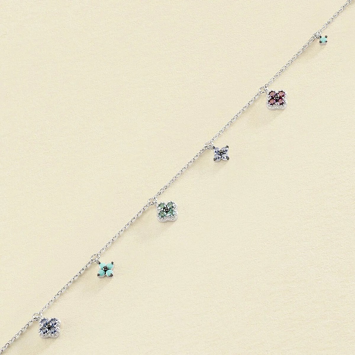 Bracelet souple Agatha Beloved pampille bleu argent