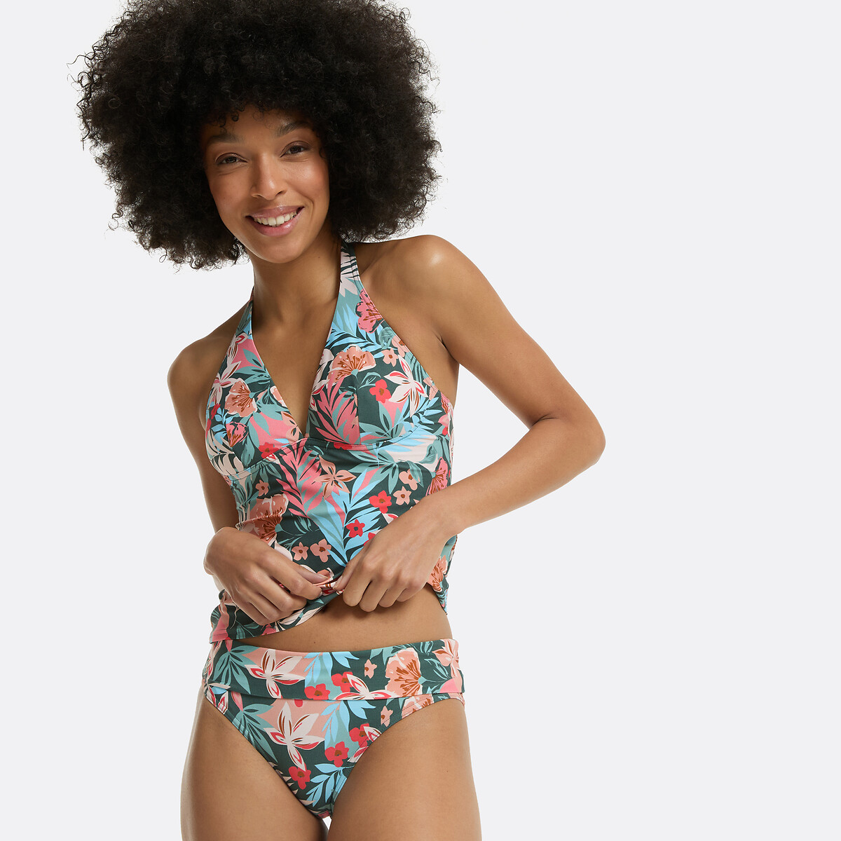 ANNE WEYBURN<br>Calcinha de biquíni com parte superior dobrável e estampa floral