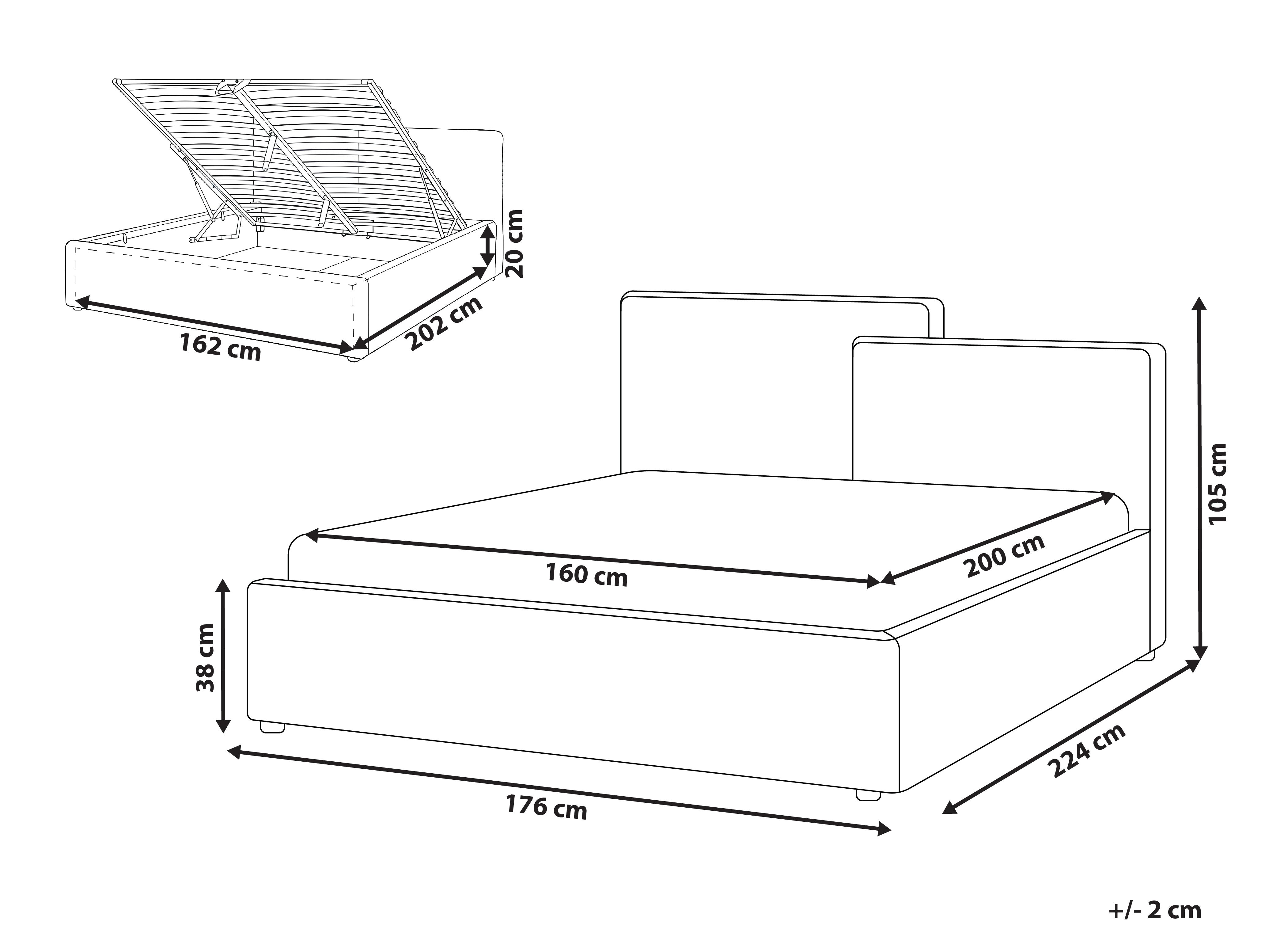 Bed met opbergruimte Stof LAGARDE 160 x 200 cm Gebroken wit