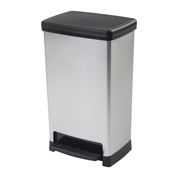 Poubelle à pédale Élite plastique effet inox, 50 L