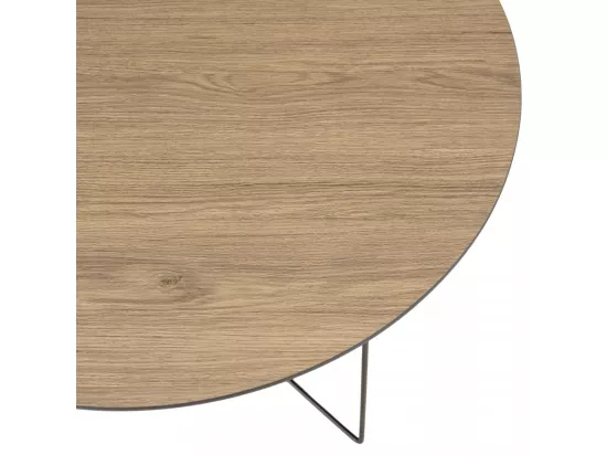 FLEUR - Table basse biseautée 70x70cm mocha pieds graphiques métal noir