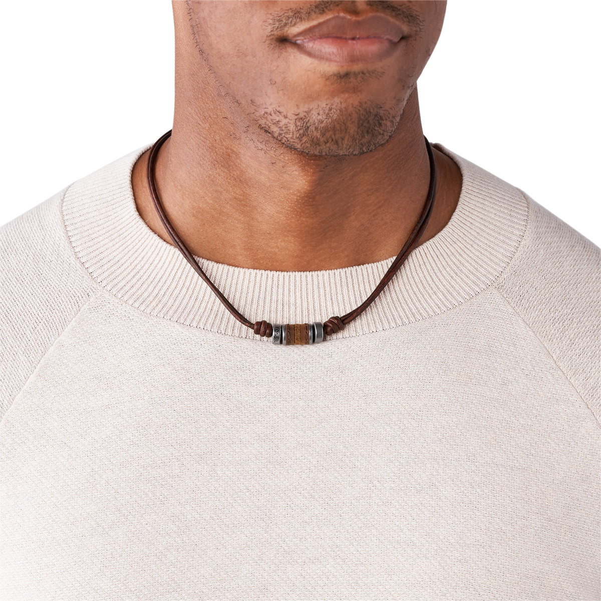Collier FOSSIL cuir marron
