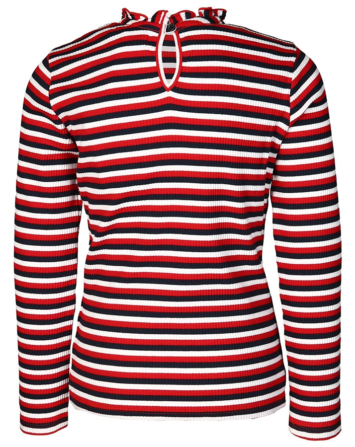 Langarm-Shirt STRIPE RIB KNIT in rot/weiß