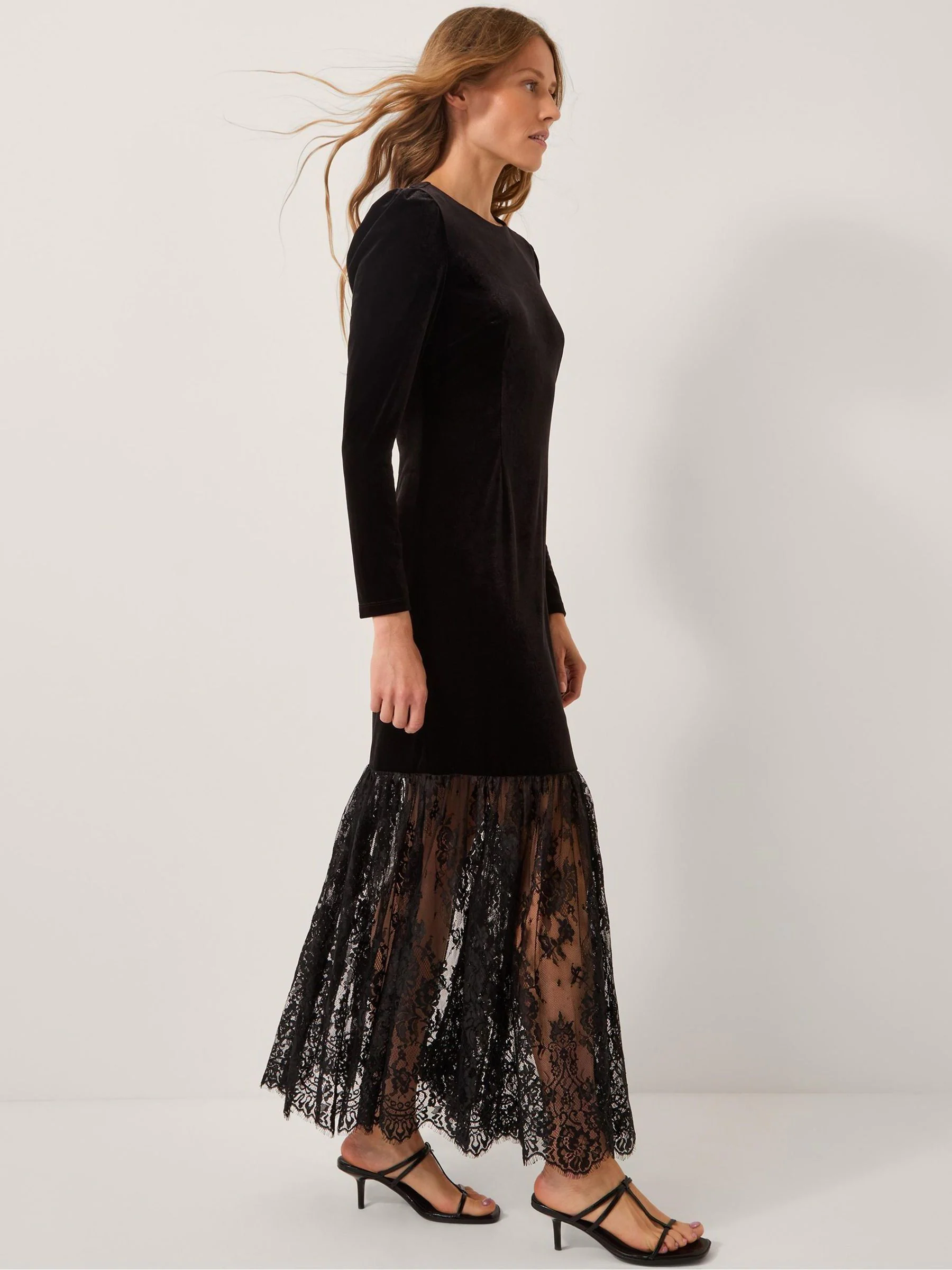 Monsoon Verity Velvet Lace Maxi Dress