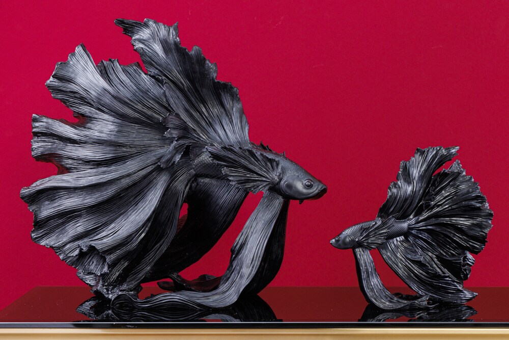 riess-ambiente Skulptur CROWNTAIL - 65cm schwarz Betta Fisch