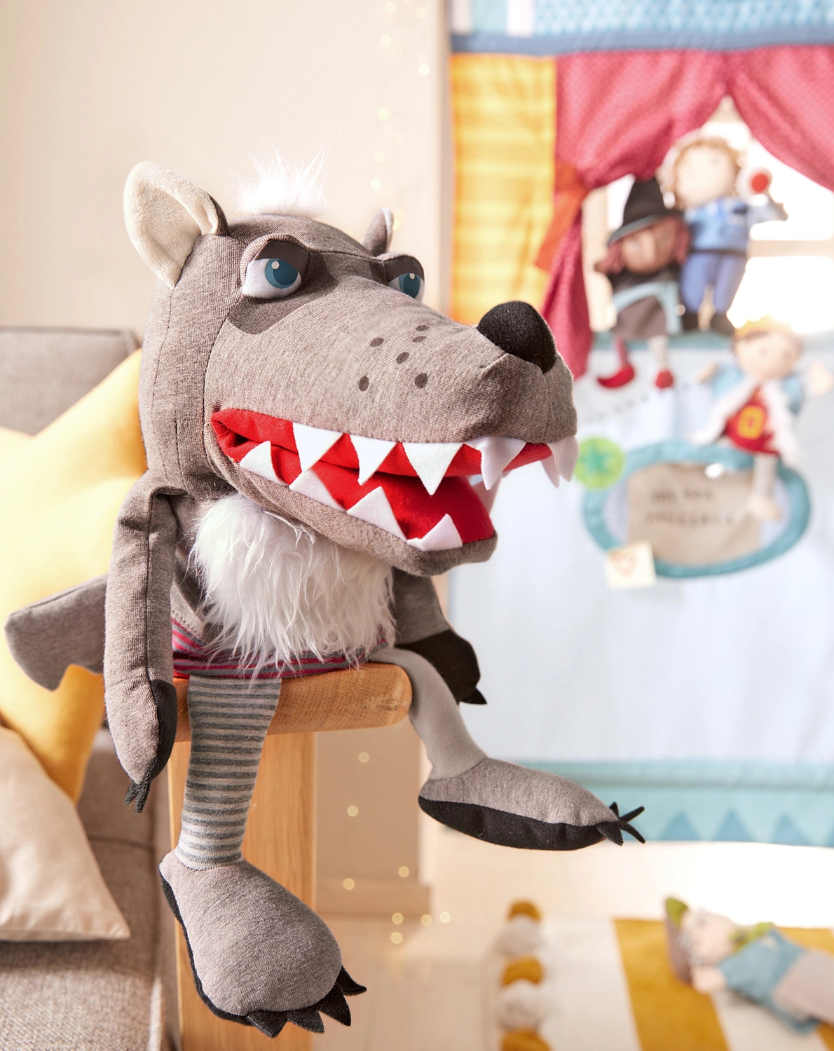 Handpuppe WOLF GRISBERT in hellgrau