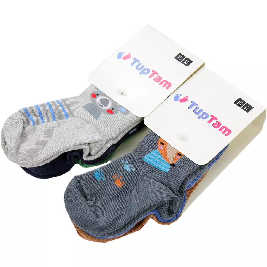 TupTam Kinder Socken Mädchen Jungen Bunt Gemustert 6er Pack braungrün