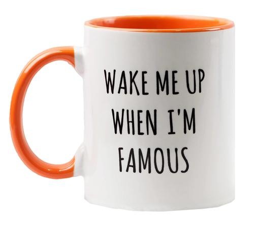Caneca Caudania When I'm Famous com estampa de gato, branca