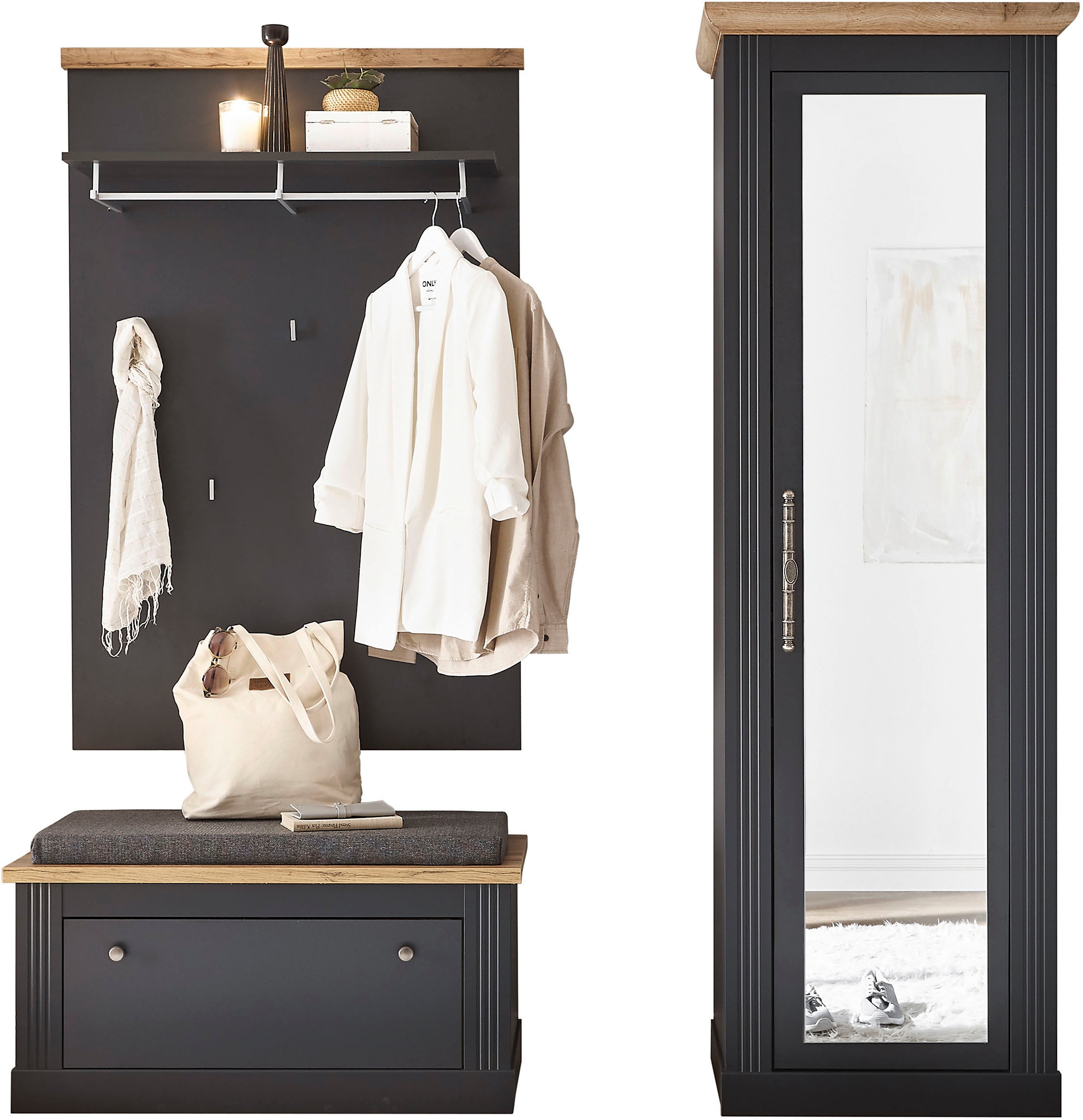 Home affaire Garderoben-Set »WESTMINSTER BESTSELLER!« Schuhbank, Wandpaneel, Garderobenschrank, 3 Stk. tlg.