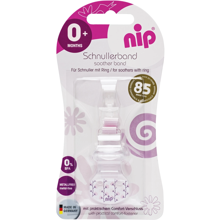 nip® Schnullerband mit Haken, Girl Blüten