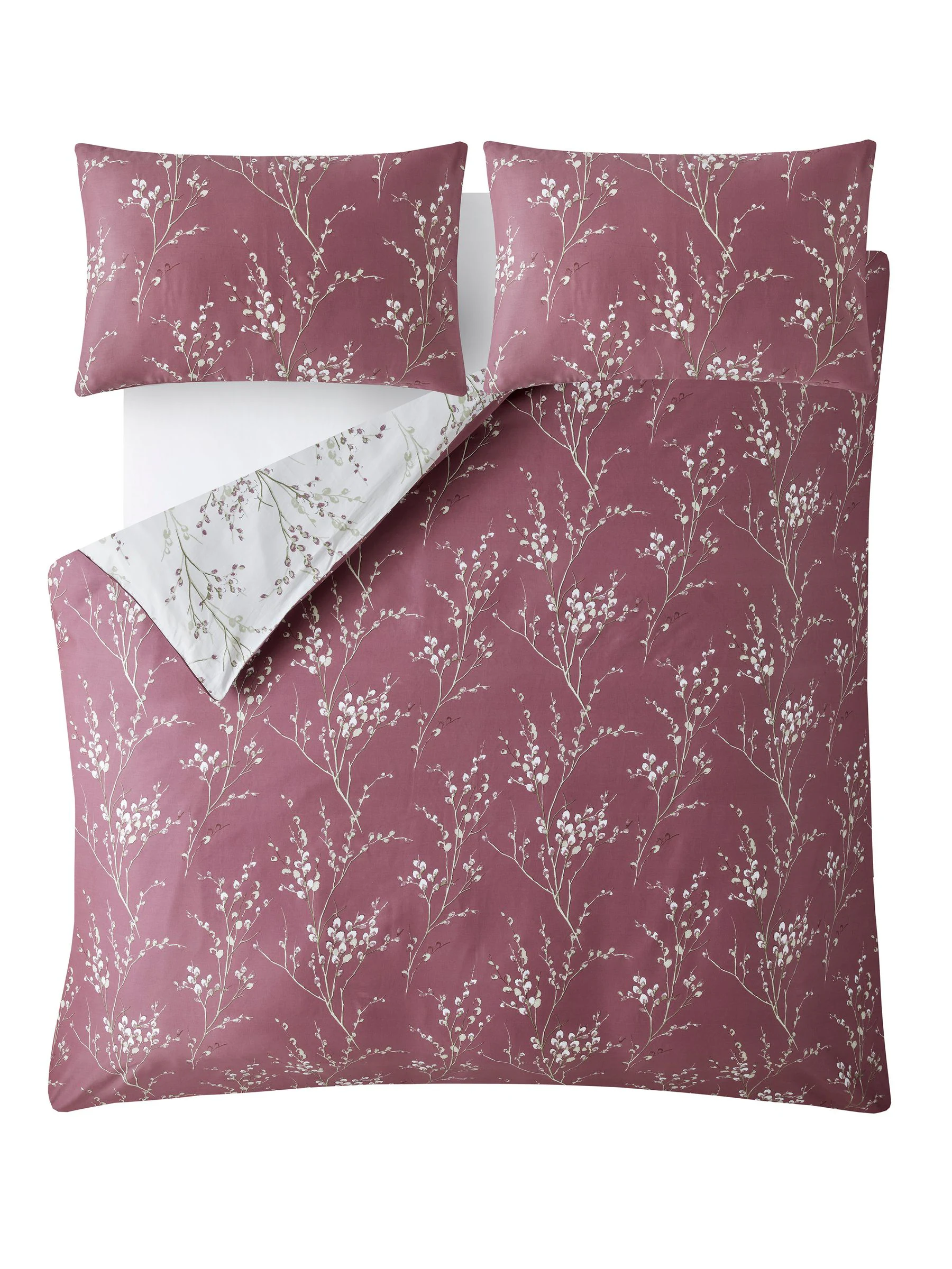 Laura Ashley 100% Cotton Sateen 200 Thread Count Pussy Willow Duvet Cover and Pillowcase Set