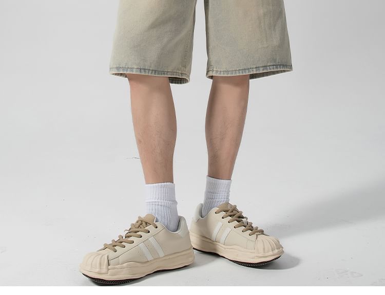Zentrus - Mid Rise Washed Denim Shorts