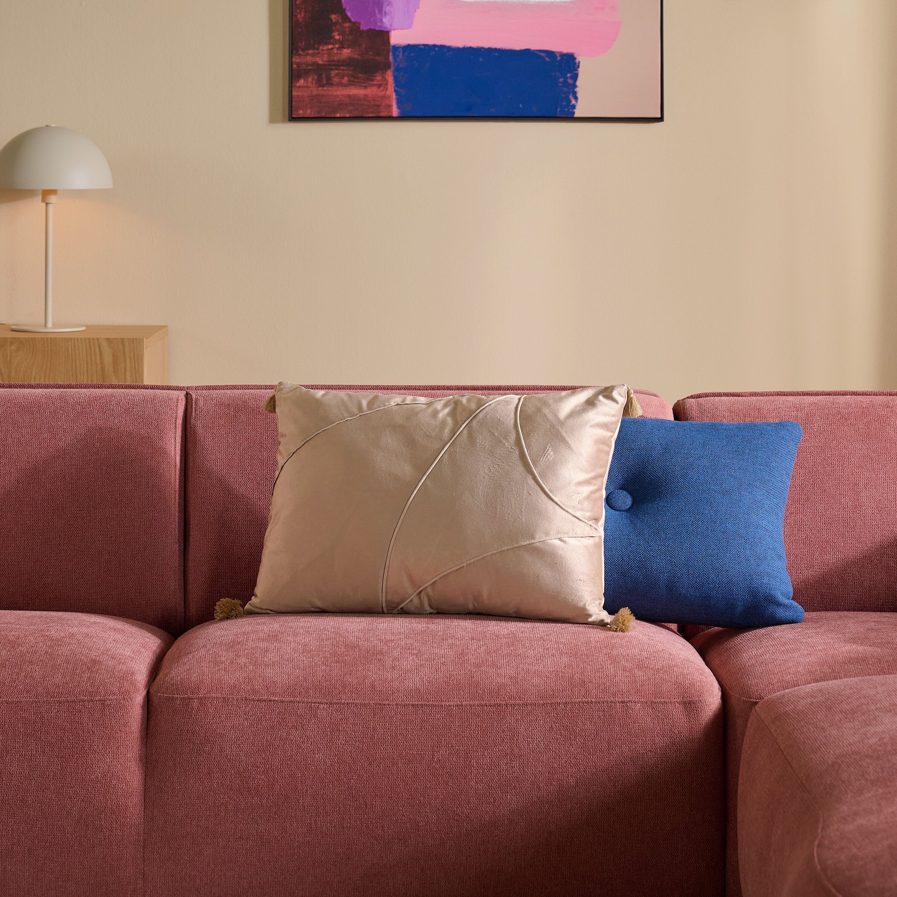 by fonQ Soft Hoekbank Rechts - Open Eind - Micro Chenille - Oud Roze
