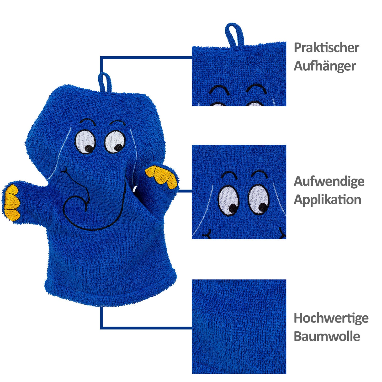Smithy Frottier-Set BLAUER ELEFANT 2-teilig blau