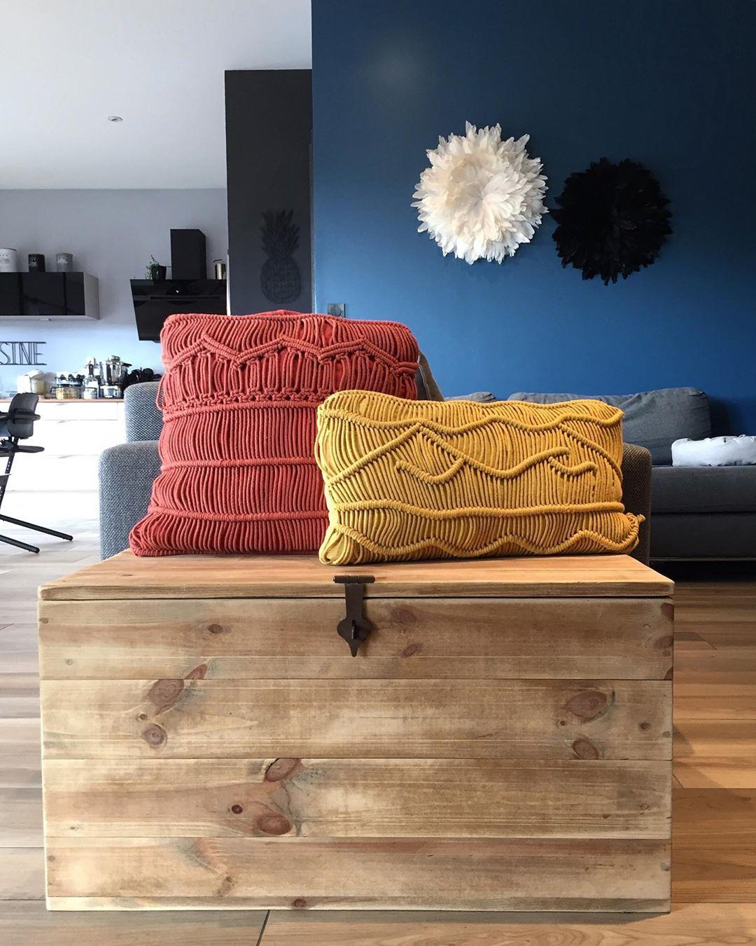 Sierkussen AKKOY Katoen 45 x 45 cm Oranje geometrisch patroon