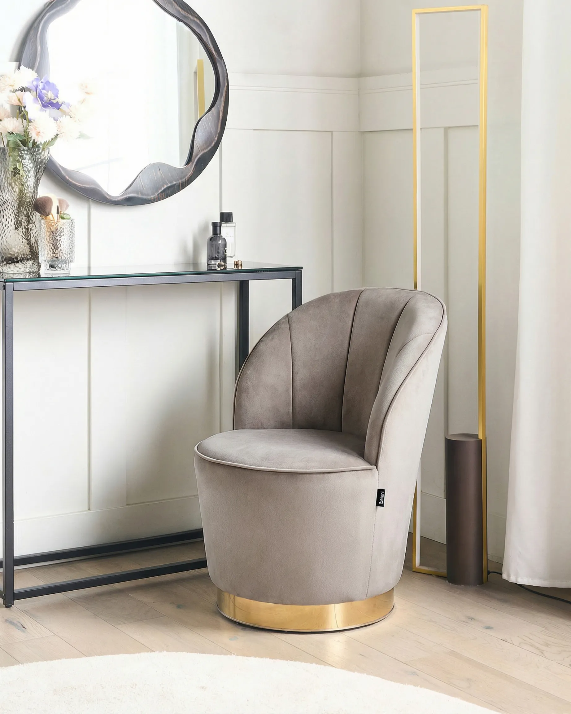 Fauteuil ALBY Fluweel Lichtbeige