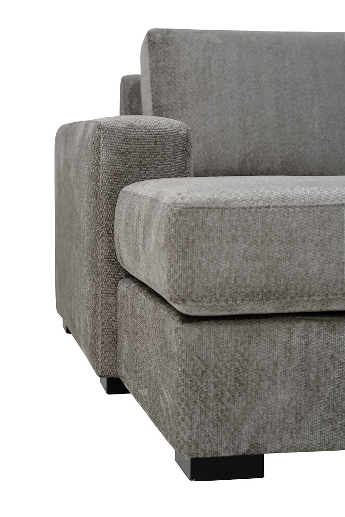 Modern Living U-sofa Sjeselong venstre med 2-seter og cosy corner høyre. Tekstil Movie 3/3 Warm Grey med Arm A og ben 2 sortbeiset eik.