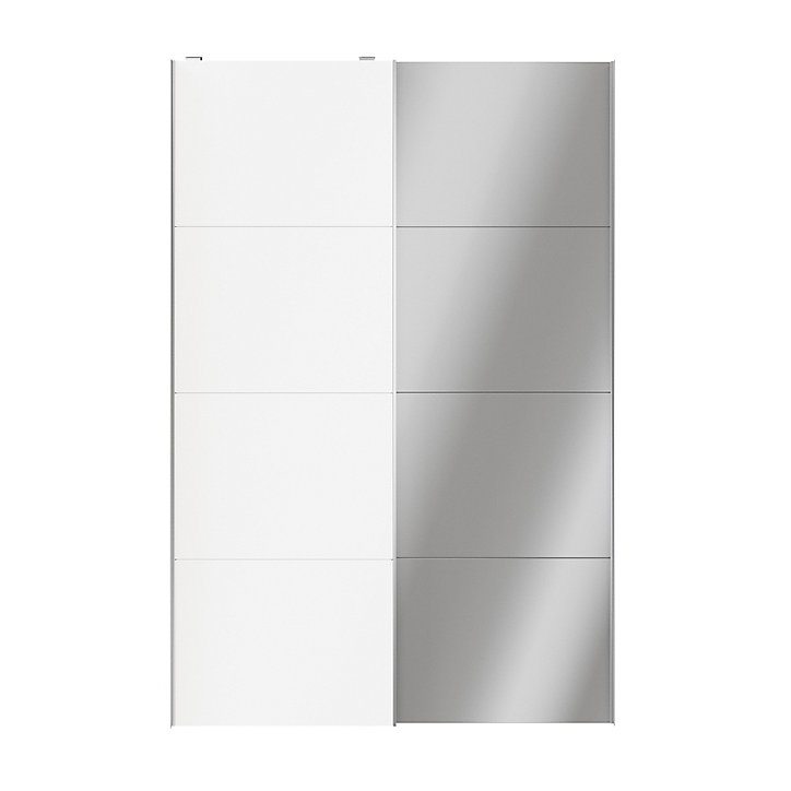 Portes de placard coulissantes 2 vantaux panneaux blancs et miroir GoodHome Atomia H. 225 x L. 150 x ép. 5,5 cm
