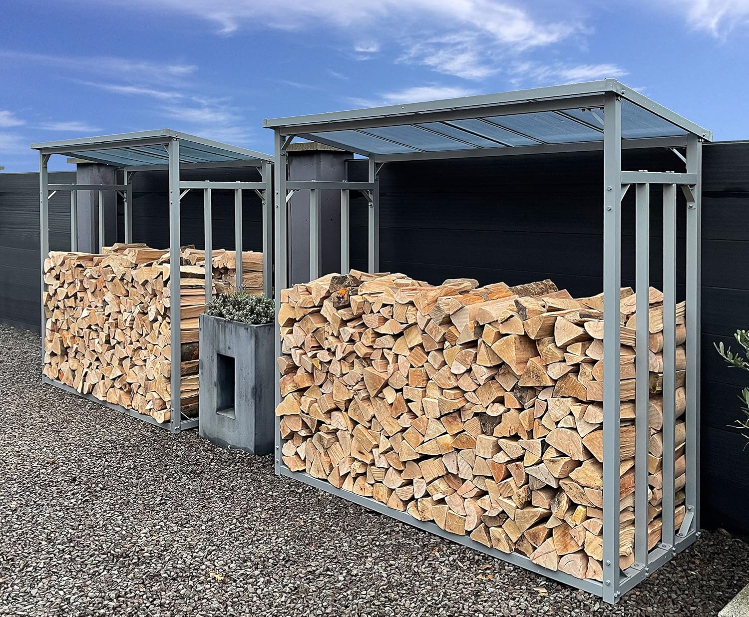 QUICK STAR Aluminium Kaminholzregal XXL 185 x 70 x 185 cm Garten Kaminholzunterstand 2,3 m³ / 3,5 SRM Kaminholzlager Stapelhilfe Aussen