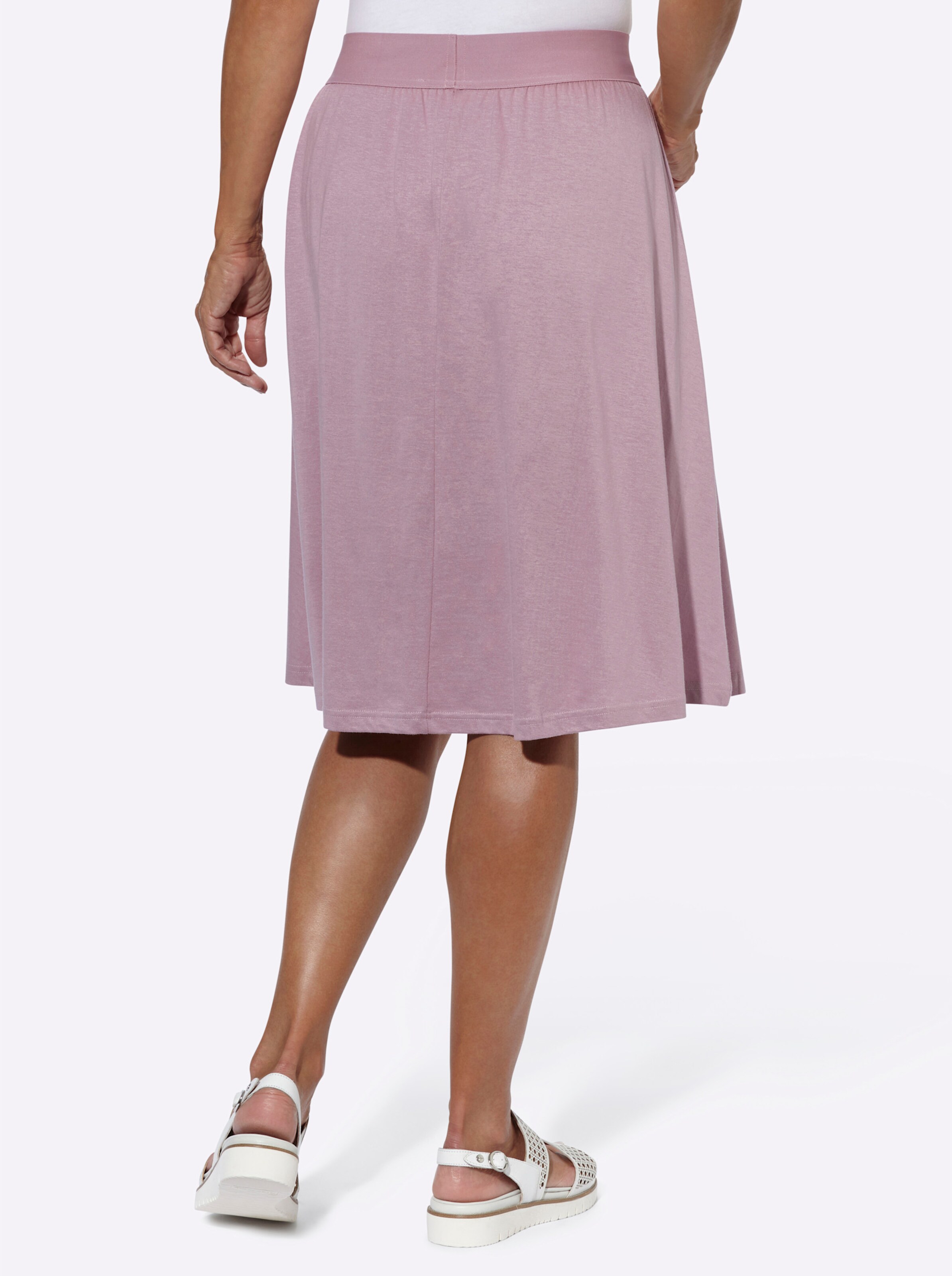 Jersey-Rock in mauve + mauve-weiß-bedruckt
